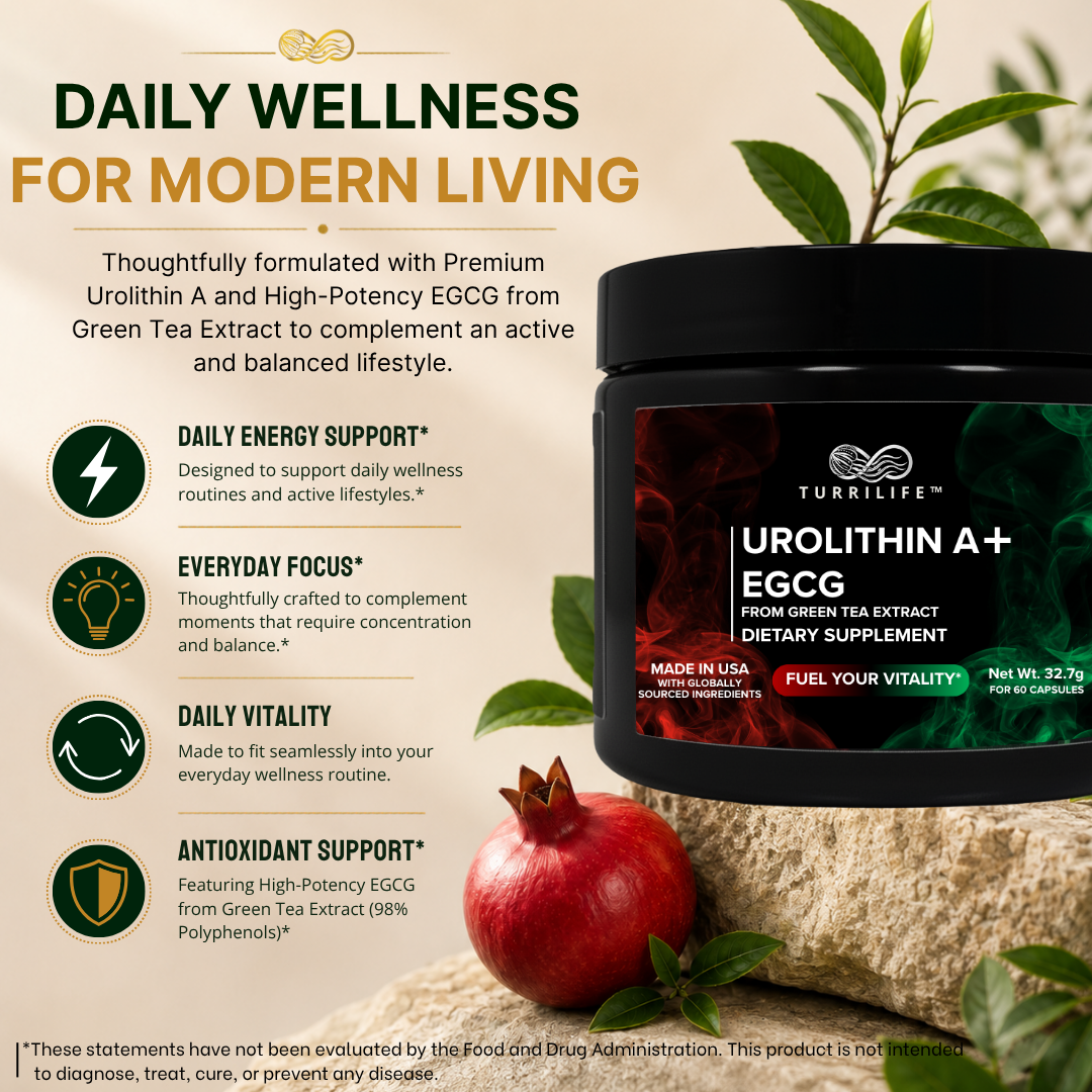 TURRILIFE™ Ultra-Pure Urolithin A (≥98% Purity) + High-Potency EGCG (≥98% Polyphenols) – Premium Daily Wellness Formula – 60 Capsules - Image 2