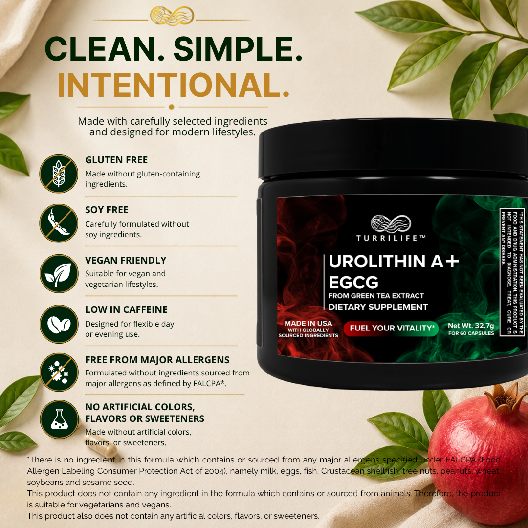 TURRILIFE™ Ultra-Pure Urolithin A (≥98% Purity) + High-Potency EGCG (≥98% Polyphenols) – Premium Daily Wellness Formula – 60 Capsules - Image 5